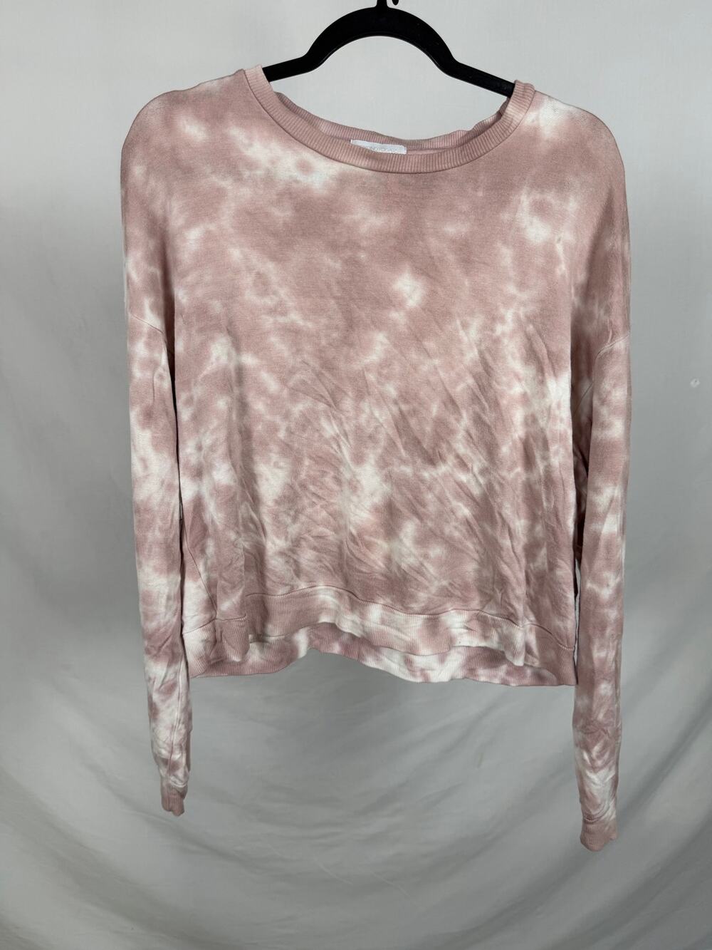 Beyond Yoga Pink White Tie Dye Long Sleeve Crewneck Sweatshirt Size M
